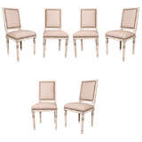 SET OF EIGHT LOUIS XVI STYLE DINING CHAIRS